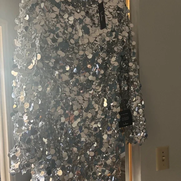 Lulus Brilliant Behavior Silver Sequin Backless Mini Dress - Size M - Picture 2 of 3